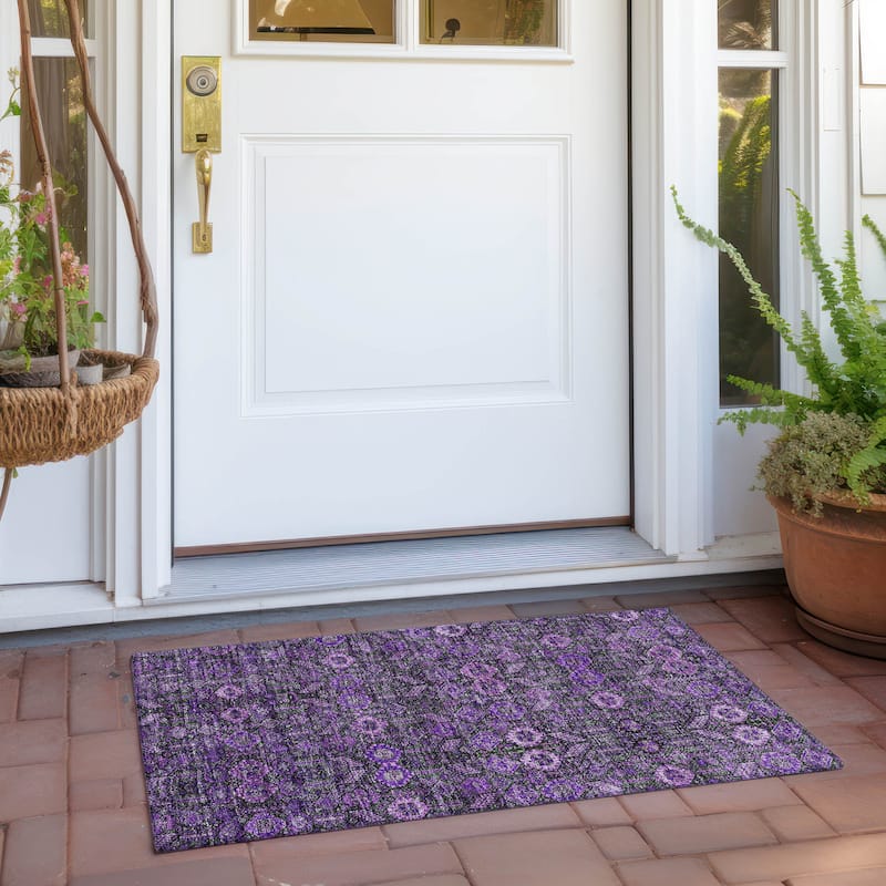 Machine Washable Indoor/ Outdoor Traditional Boho Chantille Rug