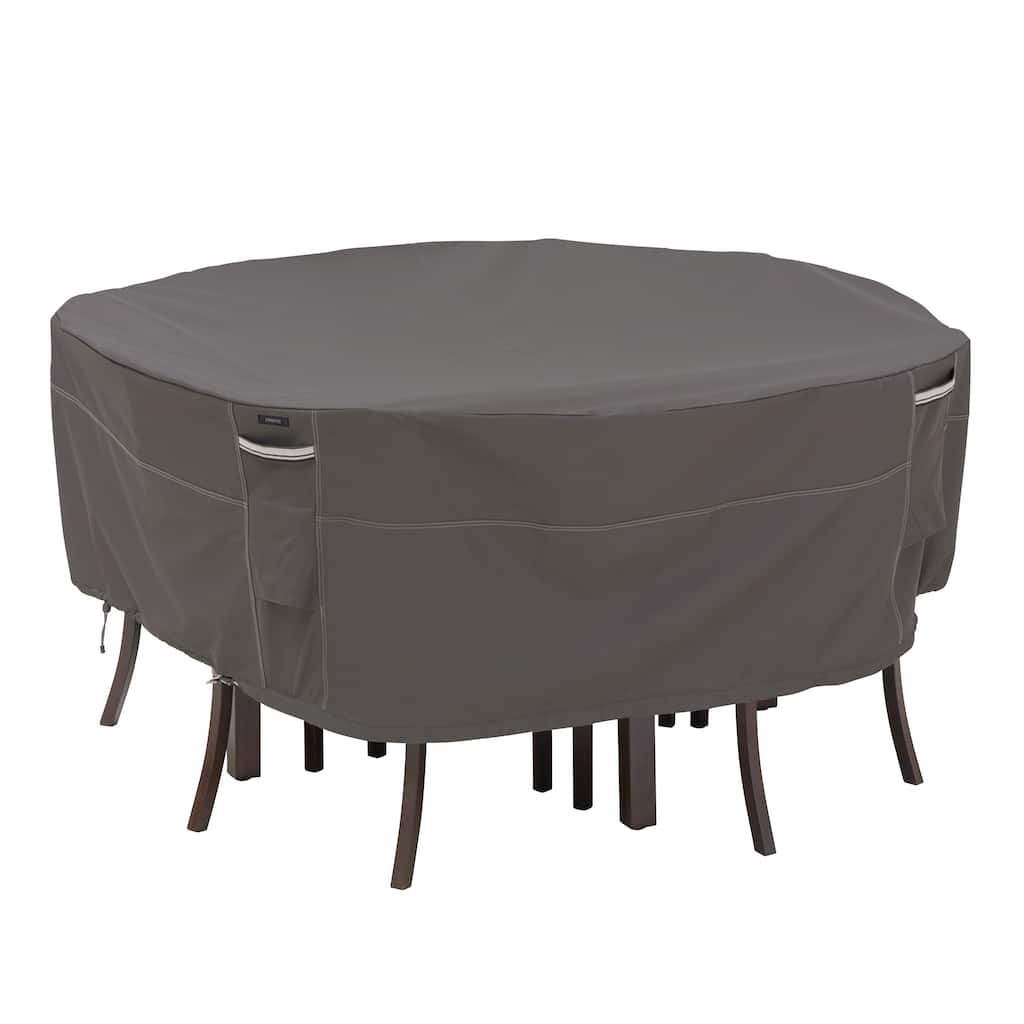 Classic Accessories Ravenna Water-Resistant 70 Inch Round Patio Table & Chair Set Cover