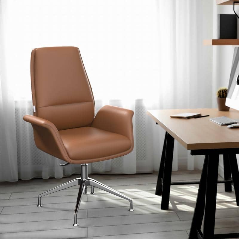 Summit Series Leather Office Chair with Aluminum Frame, Adjustable Height, Swivel, Sponge Cushion, Easy-Clean Design
