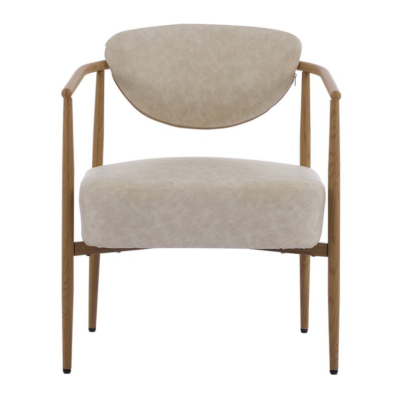 Set of 2 Dining Chairs, Living Room Chair, PU with Foam Back and Seat, Soft and Comfortable Seating, Metal Frame