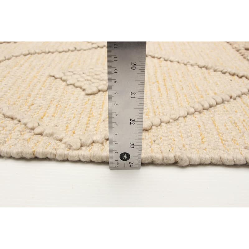 ECARPETGALLERY Braid weave Sienna Beige Wool Rug - 5'3 x 7'5