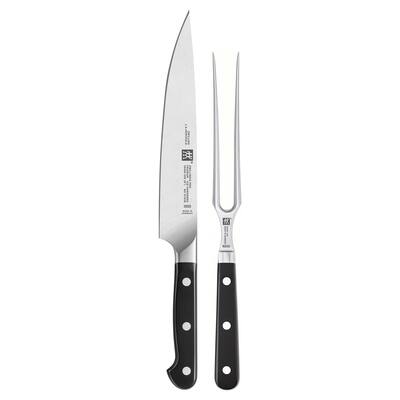 ZWILLING Pro 2-pc Carving Knife & Fork Set - Black/Stainless Steel