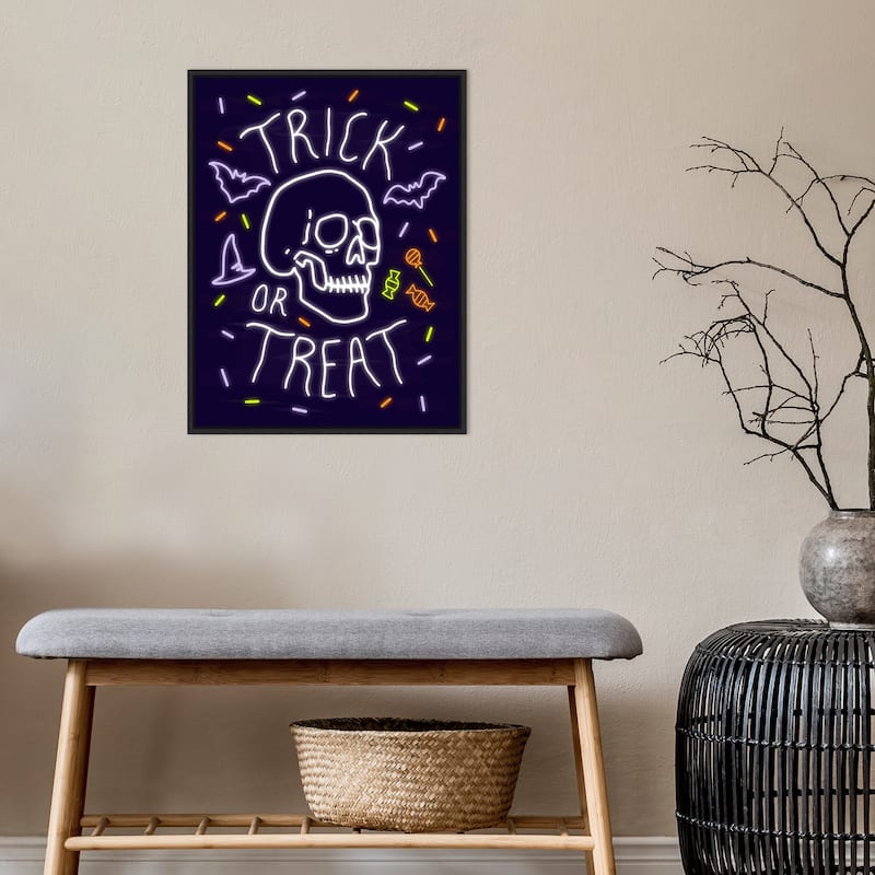 Amanti Art Neon Halloween I Framed Canvas Wall Art