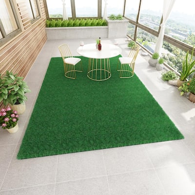 Timechee 6.5' x 10' Faux Green Grass Turf Indoor Outdoor Area Rug - 6.5ft x 10ft