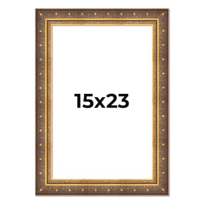 15x23 Frame Vintage Gold Solid Wood Picture Frame | 2.5 Inch Moulding