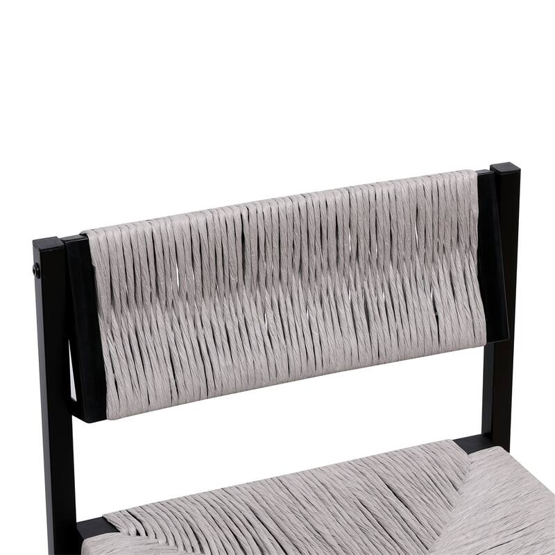 Set of 2 Hand Weave Counter Stool with Footrest for Kitchen Island