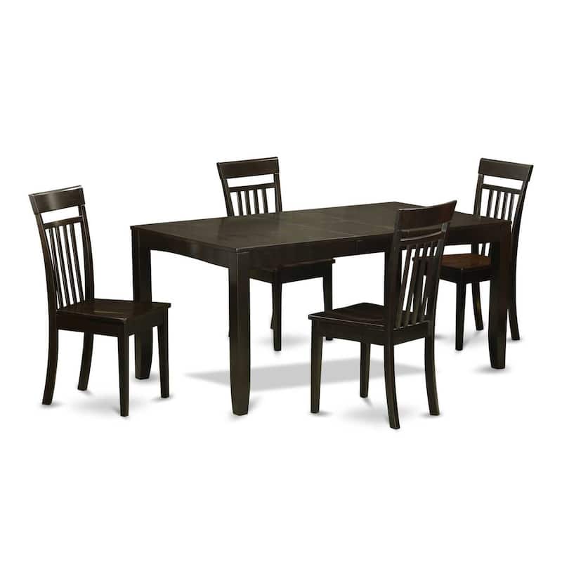 Vintage Wood Dinette Set - 5 Piece Table & Chair Set, Cappuccino Finish, 36x66 Inch Table