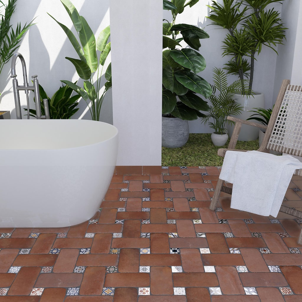 Merola Tile Benisa Panier Cotto with Paladio Taco 6-1/2" x 8-7/8" Porcelain Floor and Wall Tile - Case (72 Tiles)
