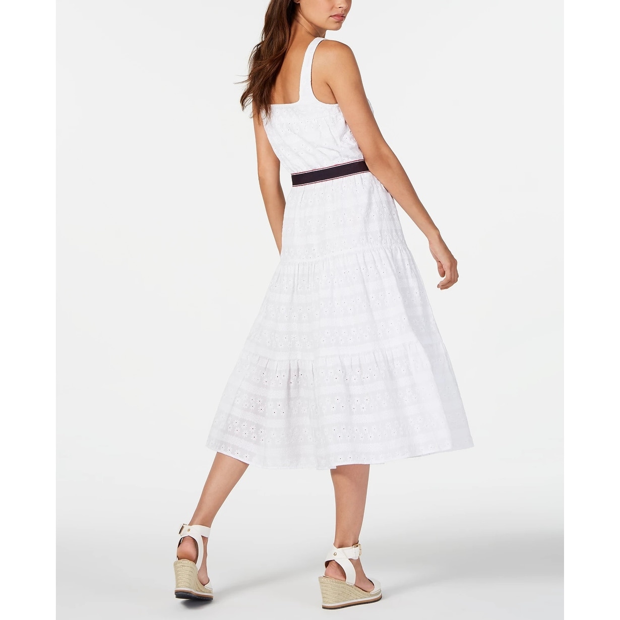 off shoulder midi summer dress Italian Summer Off-the-Shoulder Eyelet Midi Dress