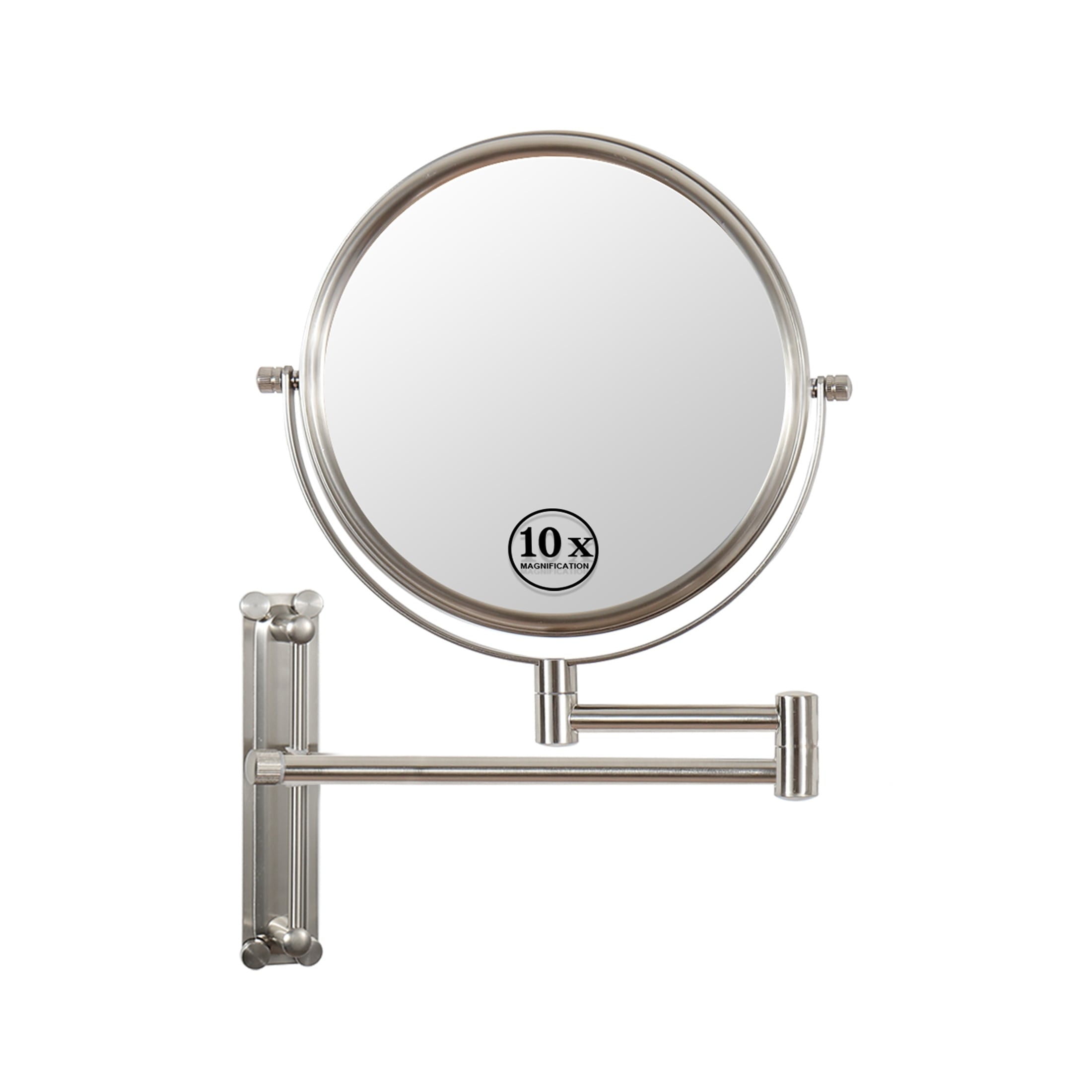 10x Magnifying Wall Mounted Mirror Finish Satin Nickel Finish