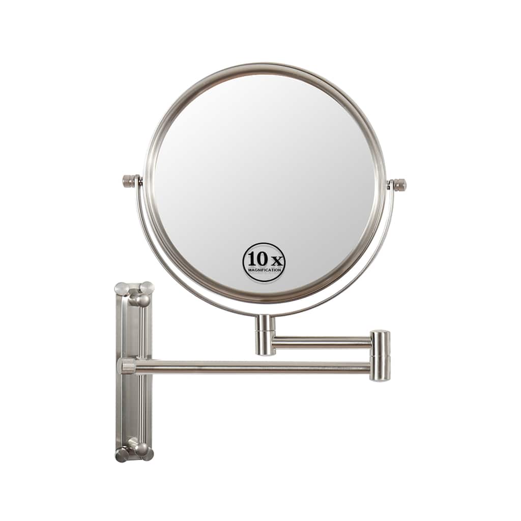 10x Magnifying Wall Mounted Mirror Finish Satin Nickel Finish