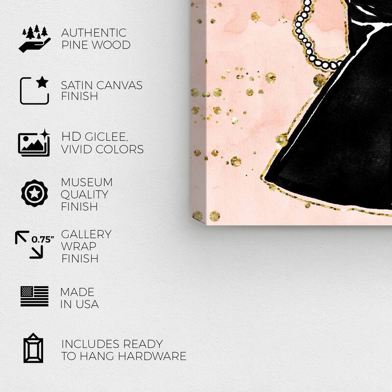 Wynwood Studio Canvas Fashion and Glam Mini Boss Black and Light Pink Wall Art Canvas Print