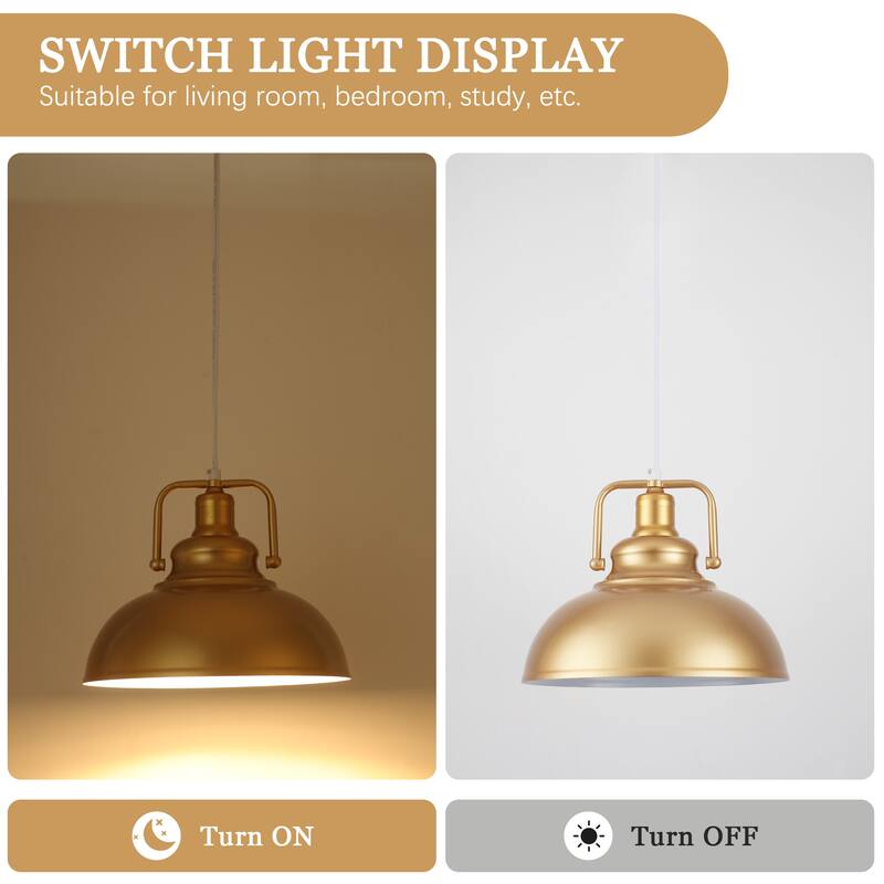 1 - Light Modern Industrial Plug-In Pendant Light with Metal Dome Lampshade