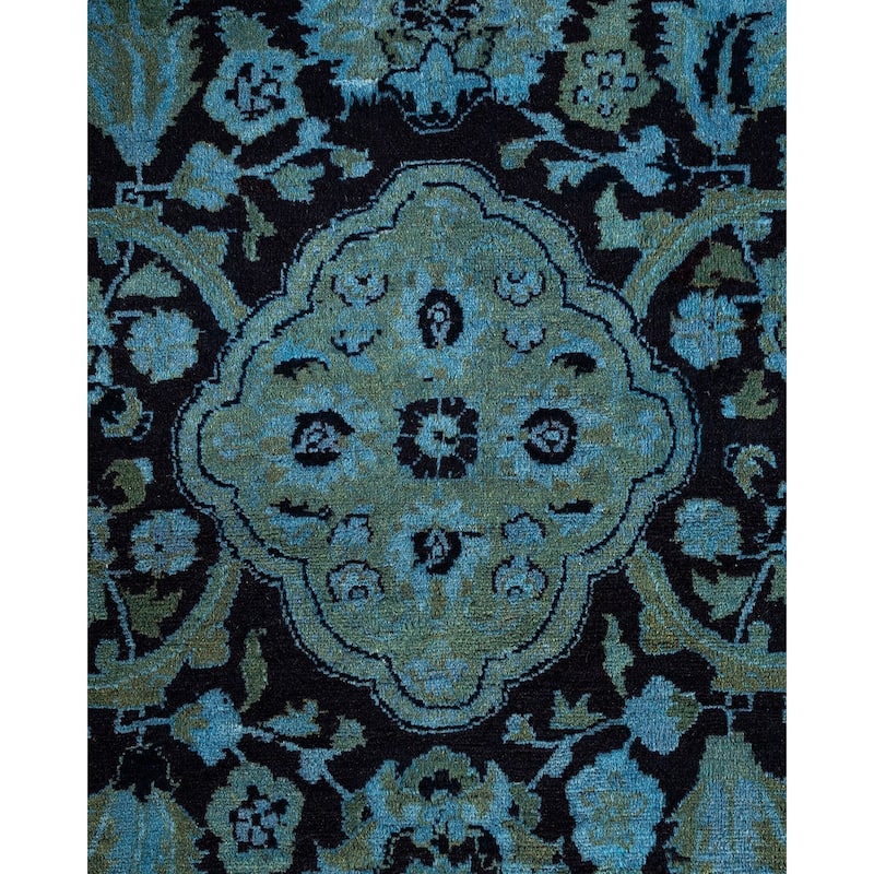 Overton Hand Knotted Wool Vintage Inspired Modern Contemporary Overdyed Black Area Rug - 10' 0" x 13' 10"