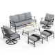 MAISON ARTS 6/7-Piece Patio Conversation Sets, Sofa Set with 2/4 x Single Chairs, 1 x 3-seater Sofa and Coffee Table/Ottomans