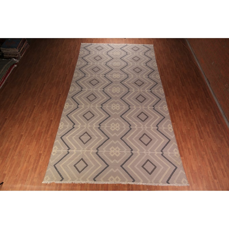 Flat Weave Kilim Durrie Oriental Large Area Rug Cotton Carpet - 10'5" x 18'9"