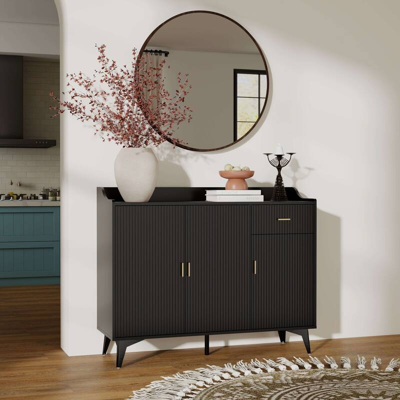 Wooden Accent Cabinet, Sideboard Credenza or TV Stand with Cabinet Doors and Adjustable Shelves