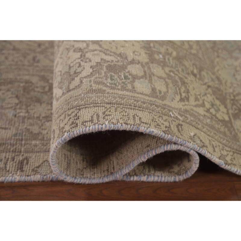 Hand Knotted Oriental 100% Wool Carpet Traditional Floral Beige & Ivories Tabriz Area Rug - 12' 5'' X 9' 8''