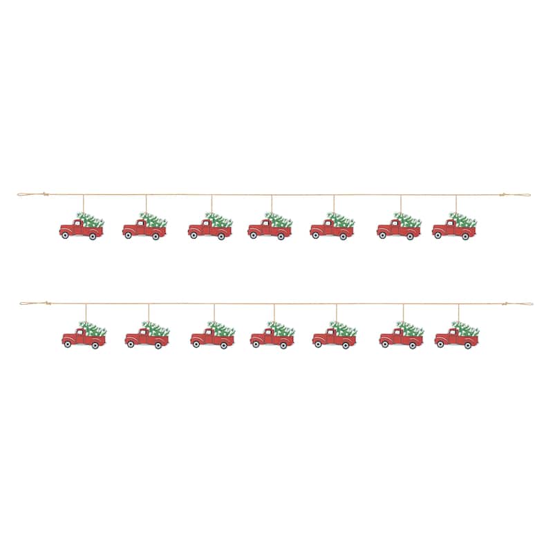 Glitzhome 6'L Christmas Plaid Fabric Ball Garland Set of 2