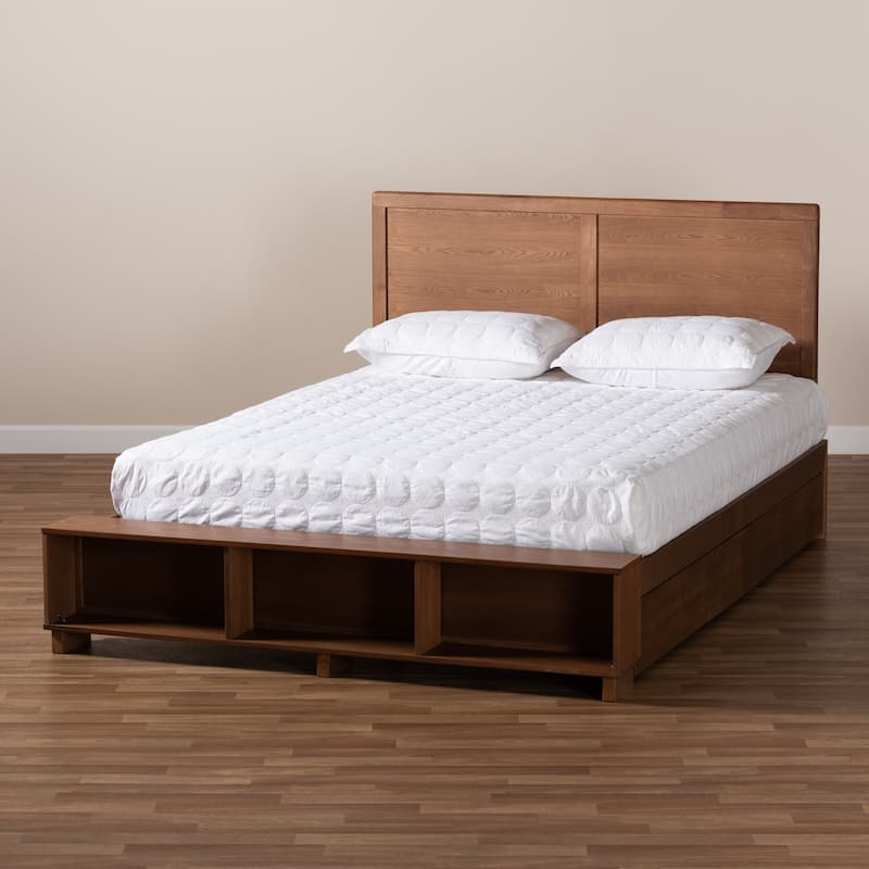 Tamsin Modern Transitional 4-Drawer Storage Bed with Built-In Shelves