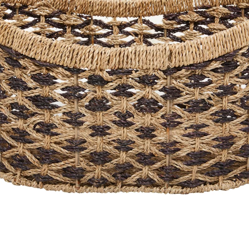 Seagrass Handmade Two Toned Storage Basket with Handles - Set of 2 Brown - Roche River Decor - 13"W x 18"L x 10"H