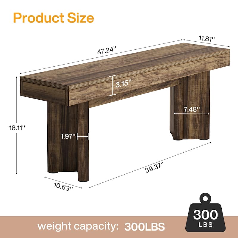 Wooden Farmhouse Indoor End of Bed Entryway Bench for Bedroom