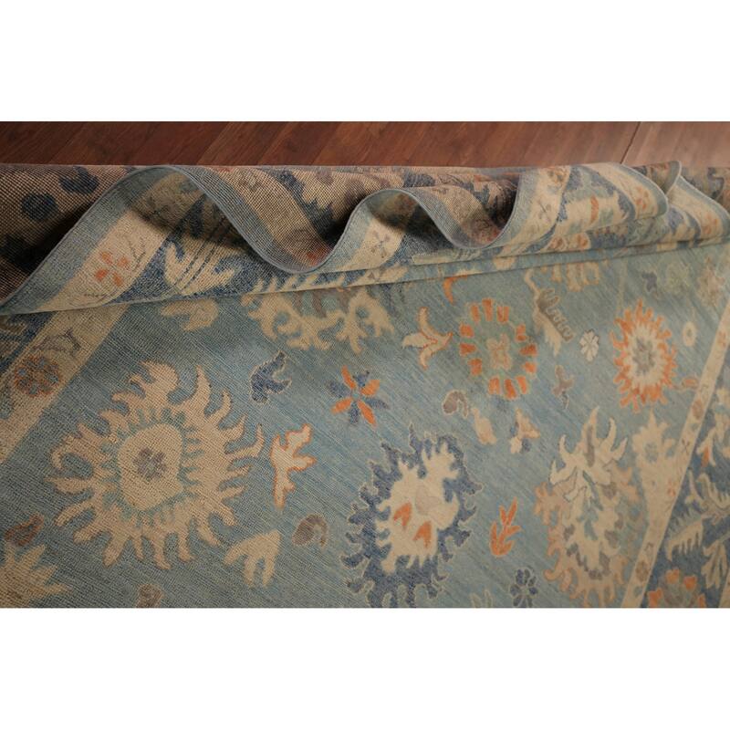 Vegetable Dye Oushak Turkish Area Rug Hand-Knotted Floral Wool Carpet - 8'0" x 9'9"