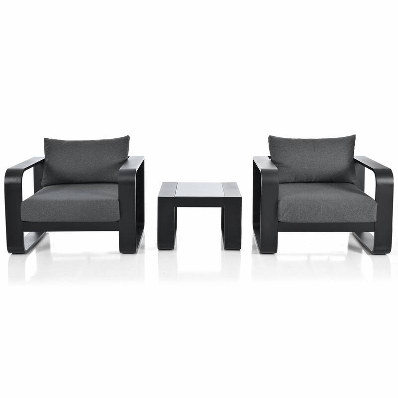 3-Piece Patio Furniture Set with Thick Cushions and Coffee Table