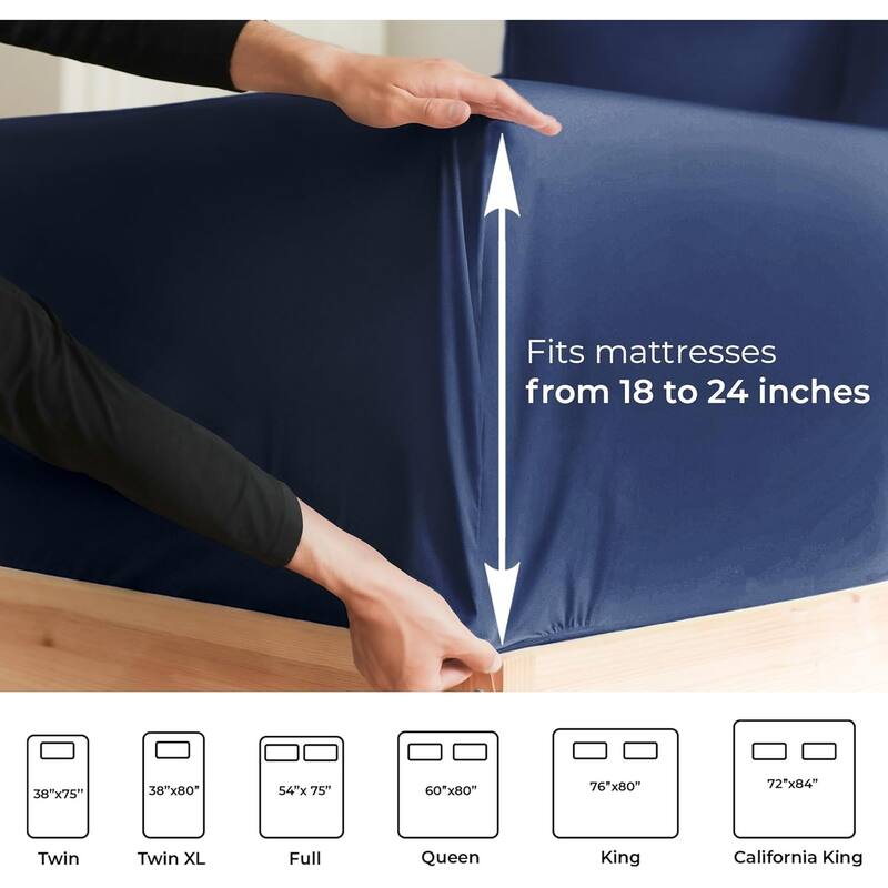 CGK Linens 4 Piece Solid Microfiber Extra Deep Pocket Bed Sheet Set