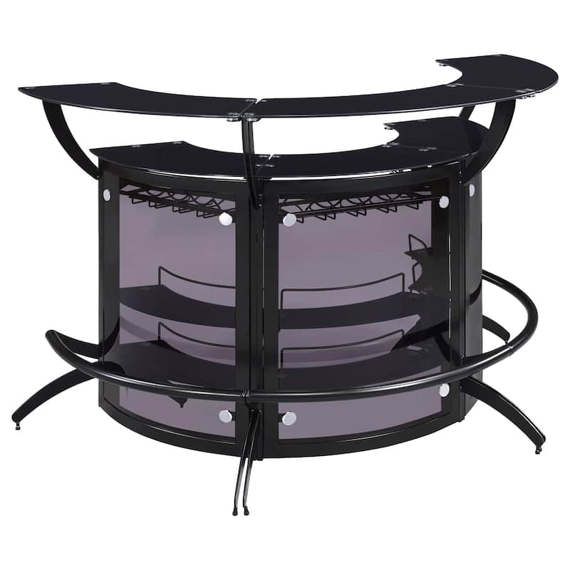 Dallas 3-piece Curved Freestanding Home Bar Cabinet - Black