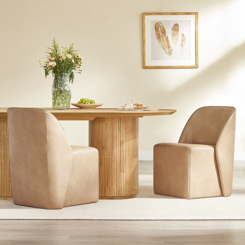 Spruce & Spring Modern Upholstered Dining Chair with Hidden Casters