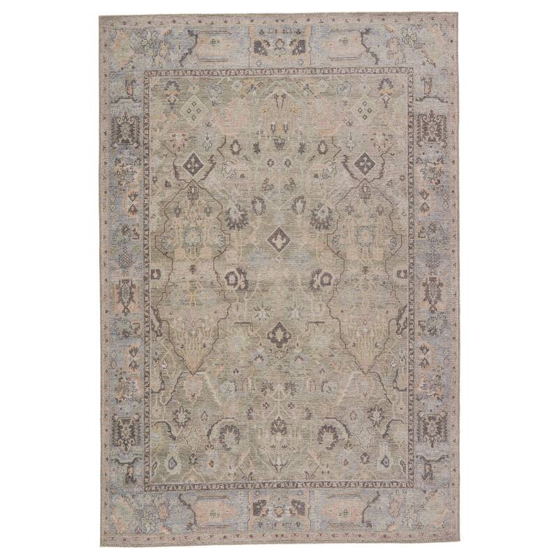 Machine Washable Leland Oriental Green/ Blue Area Rug - 9' x 12' - Green/Blue - Runner/Rectangle