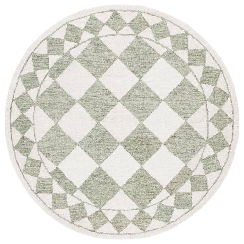 SAFAVIEH Handmade Ebony Nidia Modern & Contemporary Wool Rug - 6' Round - Sage/Ivory