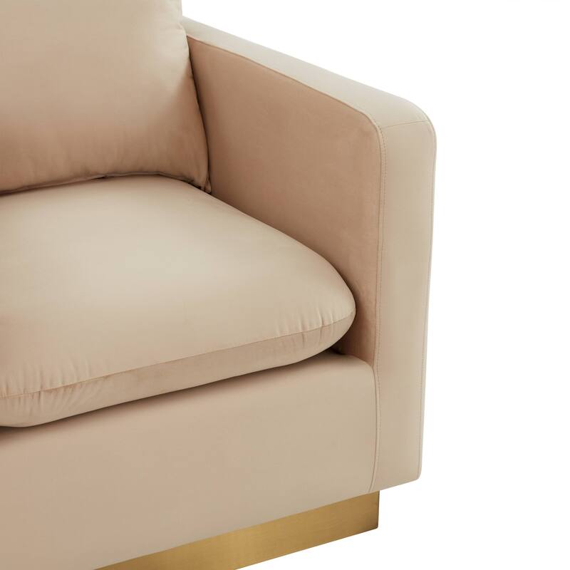 Nervo Velvet Modern Single Seater Sofa, Accent Arm Chair with Gold Stainless Steel Square Base for Living Room & Bedroom - 32.67