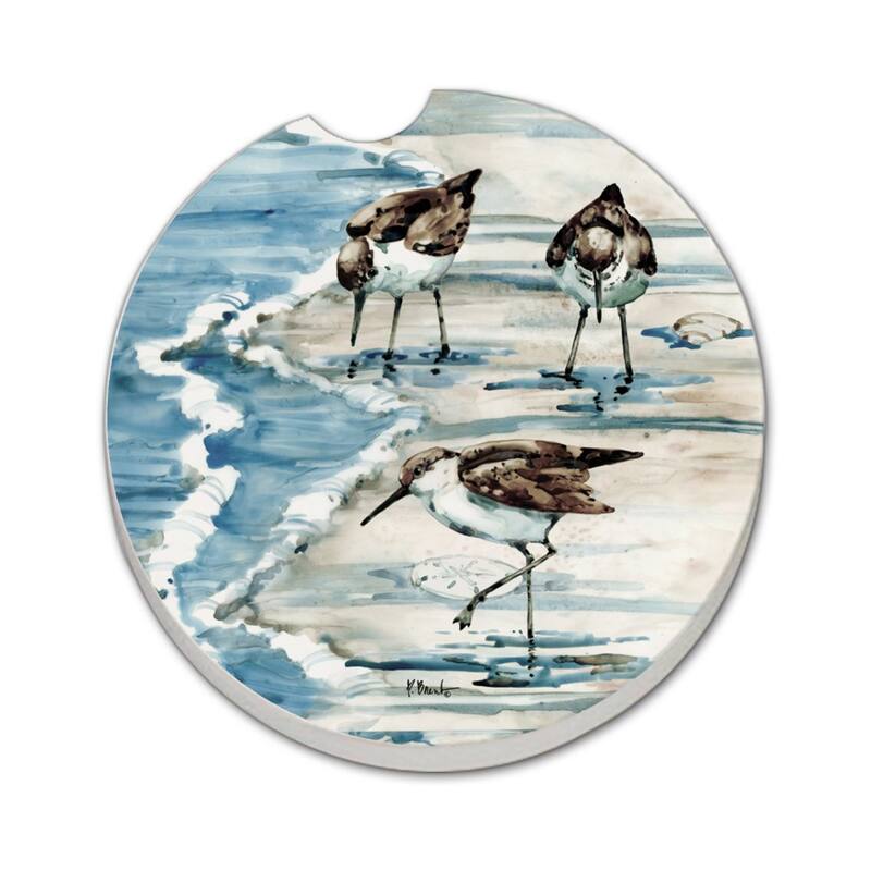 Rockhampton Sandpipers 2 Pack Absorbent Stone Coaster for Vehicle Cup Holder 2.6” Diameter Manufactured in The USA - Multi