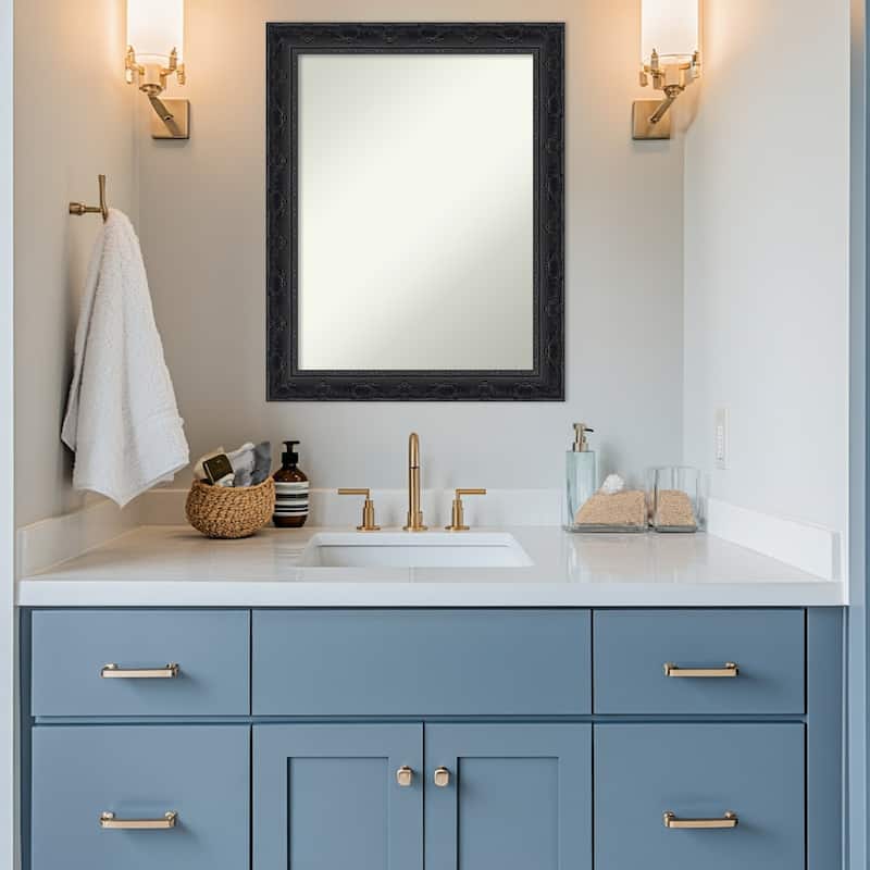 Filigree Non-Beveled Framed Bathroom Vanity Wall Mirror