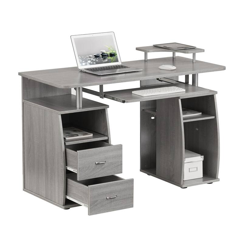 Complete Computer Workstation Desk With Storage - Gray