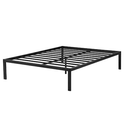 16-Inch-High Queen Metal Platform Bed Frame with Steel Slats and Storage No Box Spring Needed