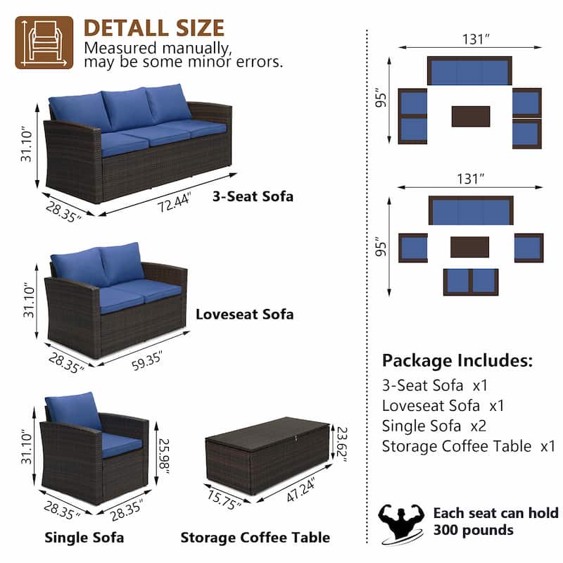 5-piece Wicker Patio Conversation Furniture Set