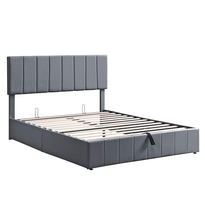 Merax Upholstered Platform Bed with a Hydraulic Storage System