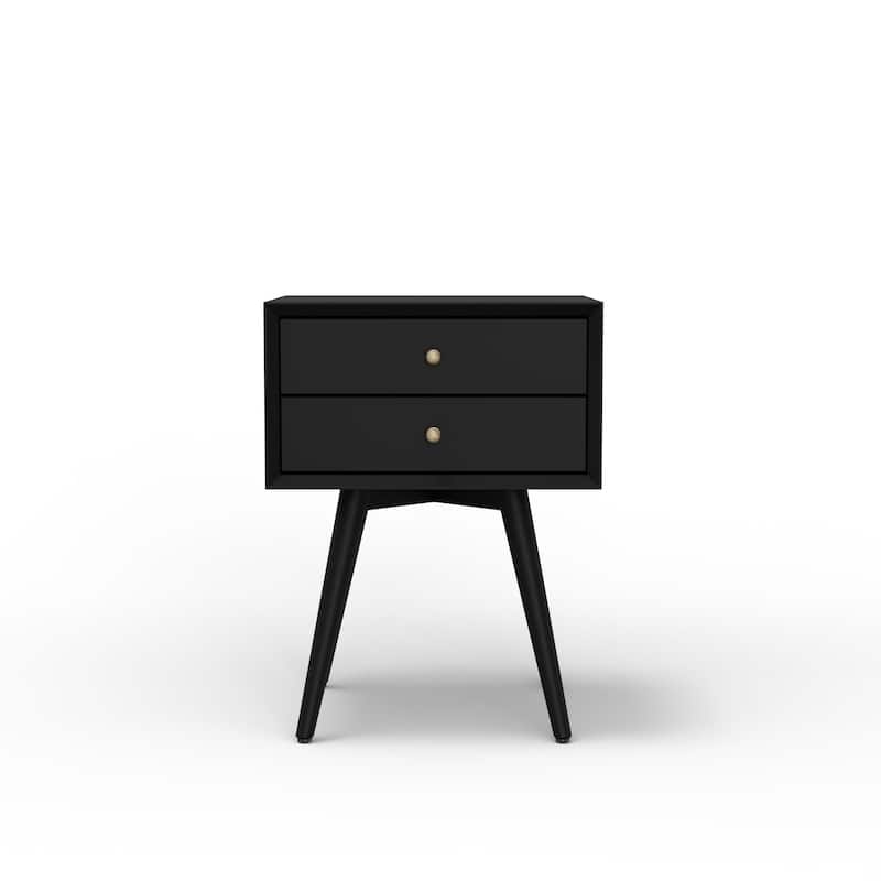Flynn Small 2-Drawer Mahogany Nightstand with Legs