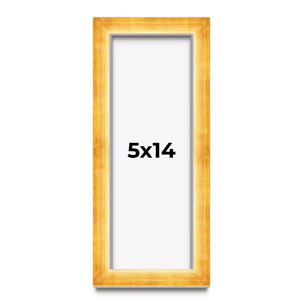 5x14 IN Shadow Box Frame Gold | 1.625 Inches Deep Real Wood