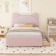 preview thumbnail 1 of 56, Upholstered Platform Bed with Cartoon Ear Headboard and Drawers