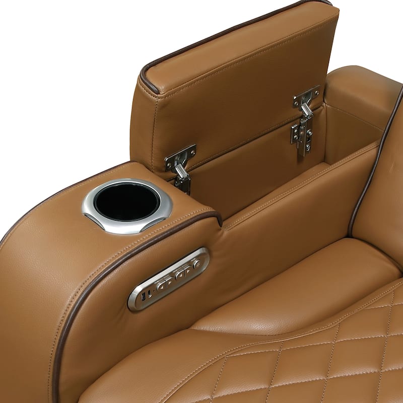 Ezra 37.5" Faux Leather Power Recliner - Power Heatrest, Cup Holders