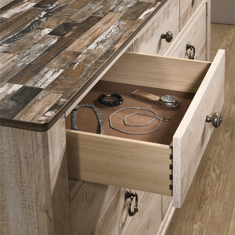 Roundhill Furniture Imerland Contemporary White Wash Finish 7-drawer Dresser