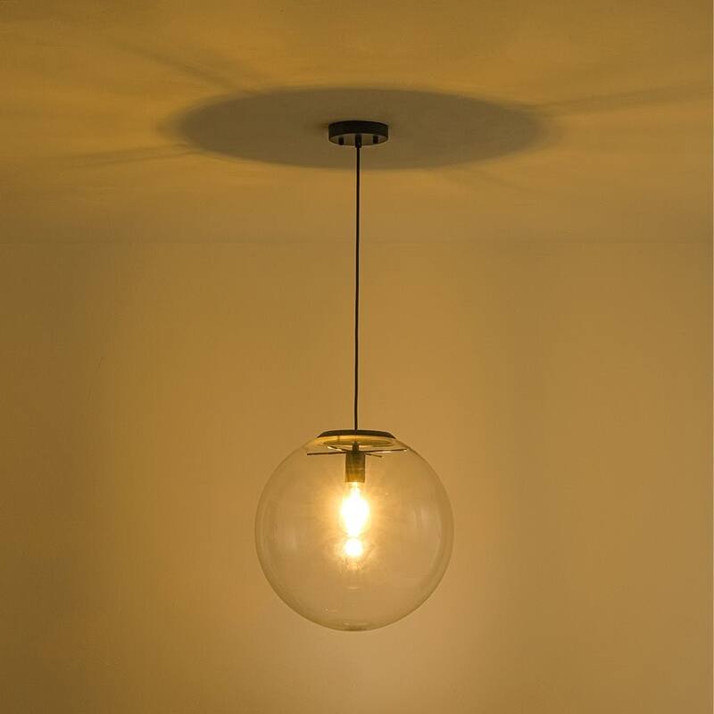 Minimalism Single-Light Clear Glass Globe Pendant - 15.7 in