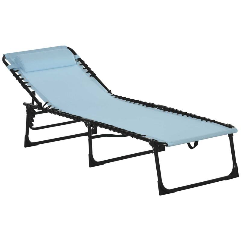 Outdoor Folding Chaise Lounge Chair with Adjustable Backrest and Footrest for Beach Patio Poolside