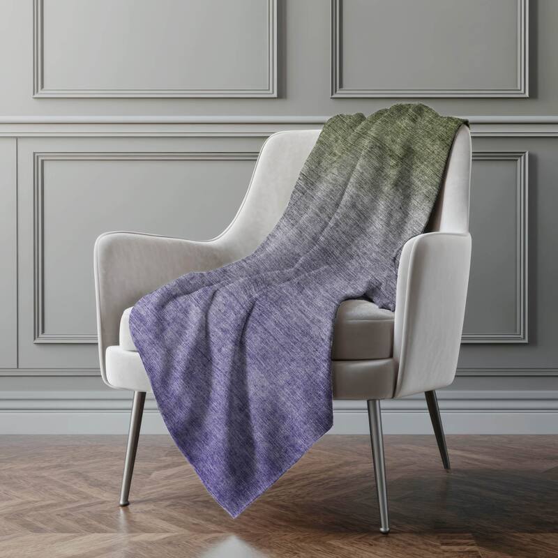 Premium Machine Washable Solid Ombre Sherpa Throw Blanket - Olive - 4'2" x 5'10"