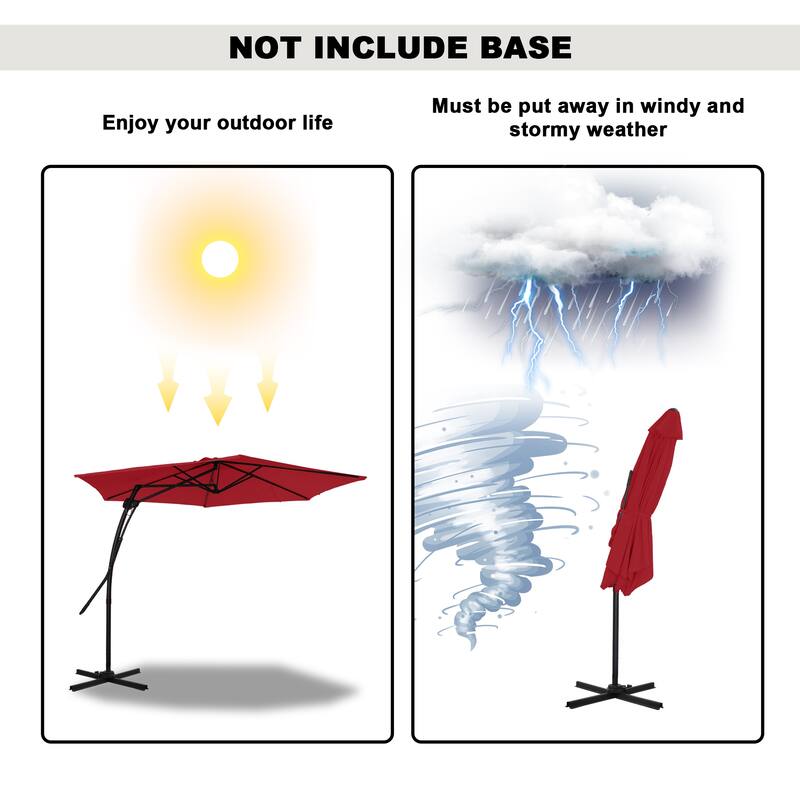 Clihome 10ft Outdoor Patio Cantilever Umbrella with Stand
