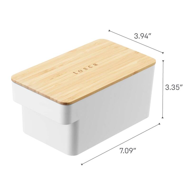 Yamazaki Home Airtight Food Storage Container - Bamboo Lid, Plastic and Wood - L 7.09 x W 3.94 x H 3.35 inches